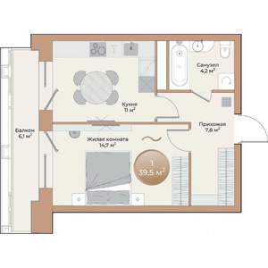 1-к квартира, вторичка, 40м2, 10/24 этаж