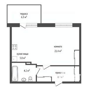 Студия квартира, вторичка, 39м2, 1/24 этаж