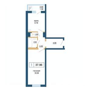 1-к квартира, вторичка, 38м2, 13/17 этаж