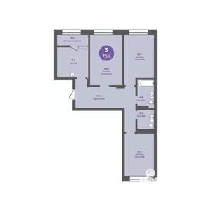 3-к квартира, вторичка, 79м2, 7/24 этаж
