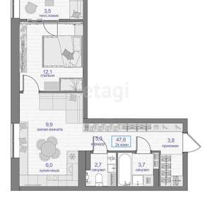2-к квартира, вторичка, 48м2, 2/24 этаж