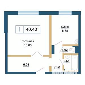 1-к квартира, строящийся дом, 40м2, 1/17 этаж