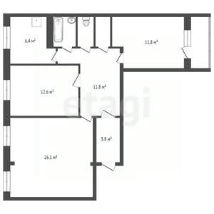 3-к квартира, вторичка, 74м2, 3/9 этаж