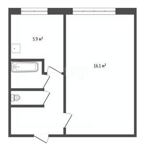 1-к квартира, вторичка, 30м2, 1/5 этаж