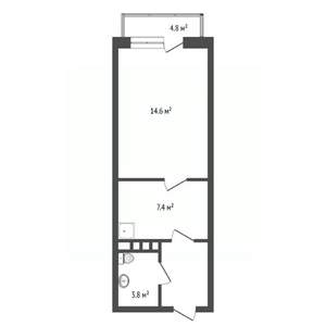 1-к квартира, вторичка, 30м2, 15/19 этаж