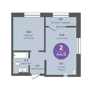 2-к квартира, вторичка, 45м2, 20/24 этаж