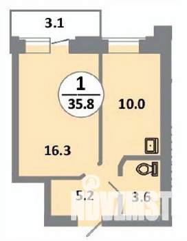 1-к квартира, строящийся дом, 37м2, 14/14 этаж