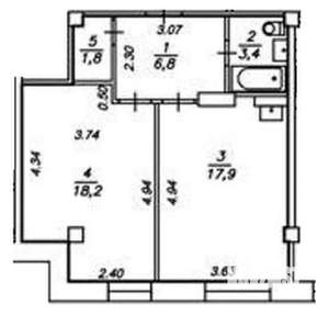 2-к квартира, вторичка, 48м2, 15/19 этаж