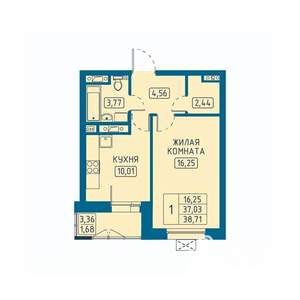 1-к квартира, вторичка, 39м2, 12/20 этаж