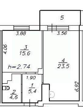 2-к квартира, вторичка, 49м2, 5/14 этаж