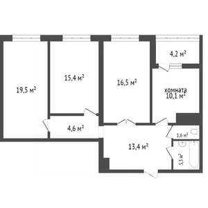 3-к квартира, вторичка, 86м2, 13/25 этаж