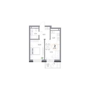 2-к квартира, вторичка, 42м2, 7/9 этаж