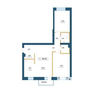 3-к квартира, вторичка, 88м2, 2/7 этаж