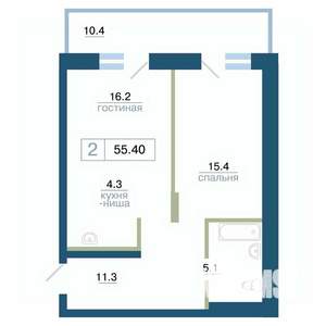 2-к квартира, вторичка, 55м2, 10/24 этаж