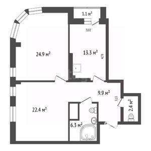 3-к квартира, вторичка, 79м2, 23/23 этаж