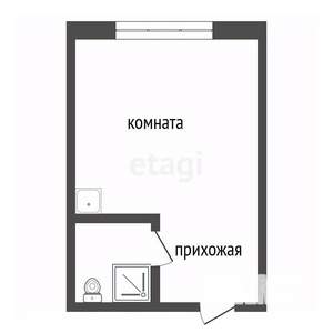 Студия квартира, вторичка, 17м2, 1/5 этаж