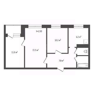 3-к квартира, вторичка, 53м2, 9/9 этаж
