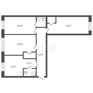 3-к квартира, вторичка, 55м2, 1/5 этаж