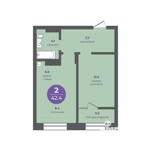2-к квартира, вторичка, 42м2, 10/10 этаж
