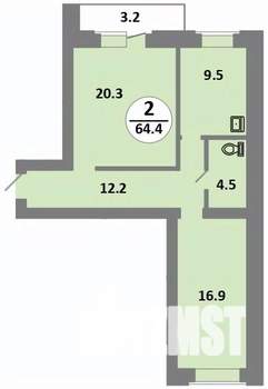 3-к квартира, строящийся дом, 65м2, 2/14 этаж