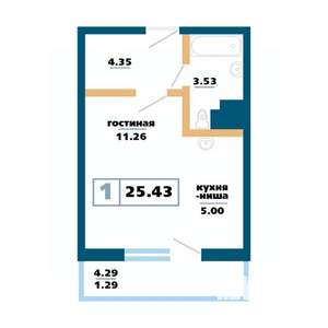 1-к квартира, вторичка, 25м2, 7/17 этаж