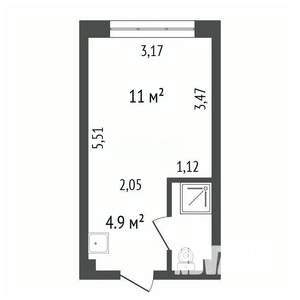 Студия квартира, вторичка, 18м2, 4/4 этаж