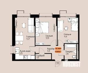 3-к квартира, вторичка, 53м2, 14/17 этаж