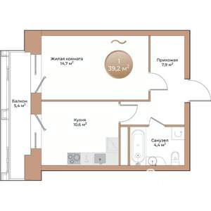 1-к квартира, вторичка, 39м2, 18/24 этаж