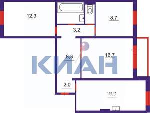 3-к квартира, вторичка, 71м2, 2/10 этаж