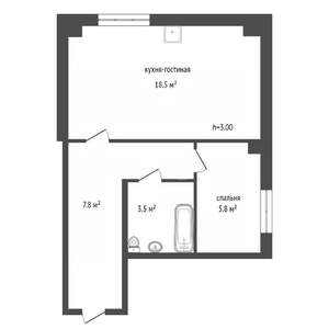 1-к квартира, вторичка, 36м2, 1/2 этаж