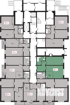 2-к квартира, строящийся дом, 55м2, 1/17 этаж