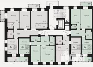 2-к квартира, строящийся дом, 62м2, 4/8 этаж