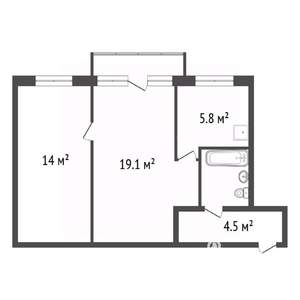 2-к квартира, вторичка, 46м2, 5/5 этаж