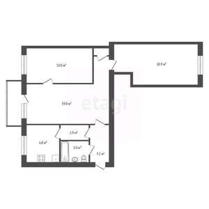 3-к квартира, вторичка, 55м2, 3/3 этаж