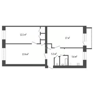 3-к квартира, вторичка, 62м2, 4/5 этаж