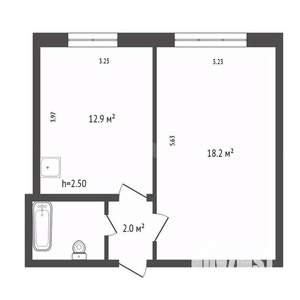 1-к квартира, вторичка, 36м2, 4/5 этаж