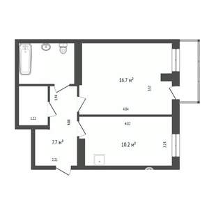 1-к квартира, вторичка, 41м2, 2/9 этаж