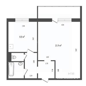 1-к квартира, вторичка, 41м2, 10/10 этаж