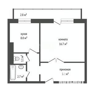 1-к квартира, вторичка, 42м2, 12/17 этаж