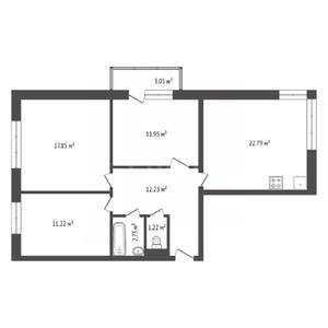 3-к квартира, вторичка, 80м2, 14/25 этаж