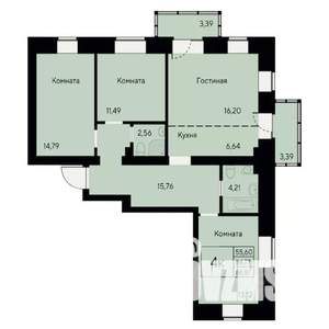 4-к квартира, строящийся дом, 86м2, 4/8 этаж