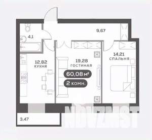 2-к квартира, вторичка, 60м2, 3/15 этаж