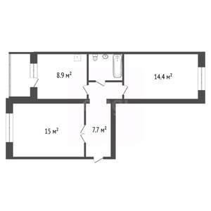 2-к квартира, вторичка, 50м2, 4/5 этаж