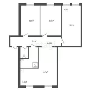 4-к квартира, вторичка, 69м2, 6/6 этаж
