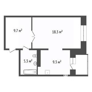 1-к квартира, вторичка, 42м2, 4/10 этаж