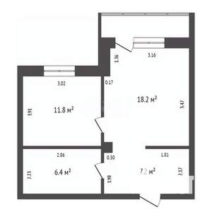 1-к квартира, вторичка, 44м2, 14/17 этаж