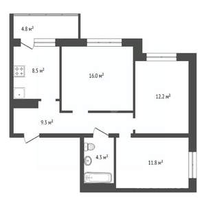 3-к квартира, вторичка, 64м2, 11/19 этаж