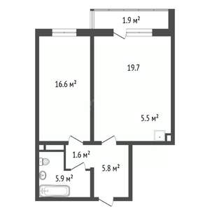 2-к квартира, вторичка, 46м2, 4/17 этаж