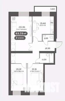 3-к квартира, вторичка, 83м2, 2/15 этаж