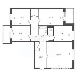 4-к квартира, вторичка, 80м2, 2/9 этаж